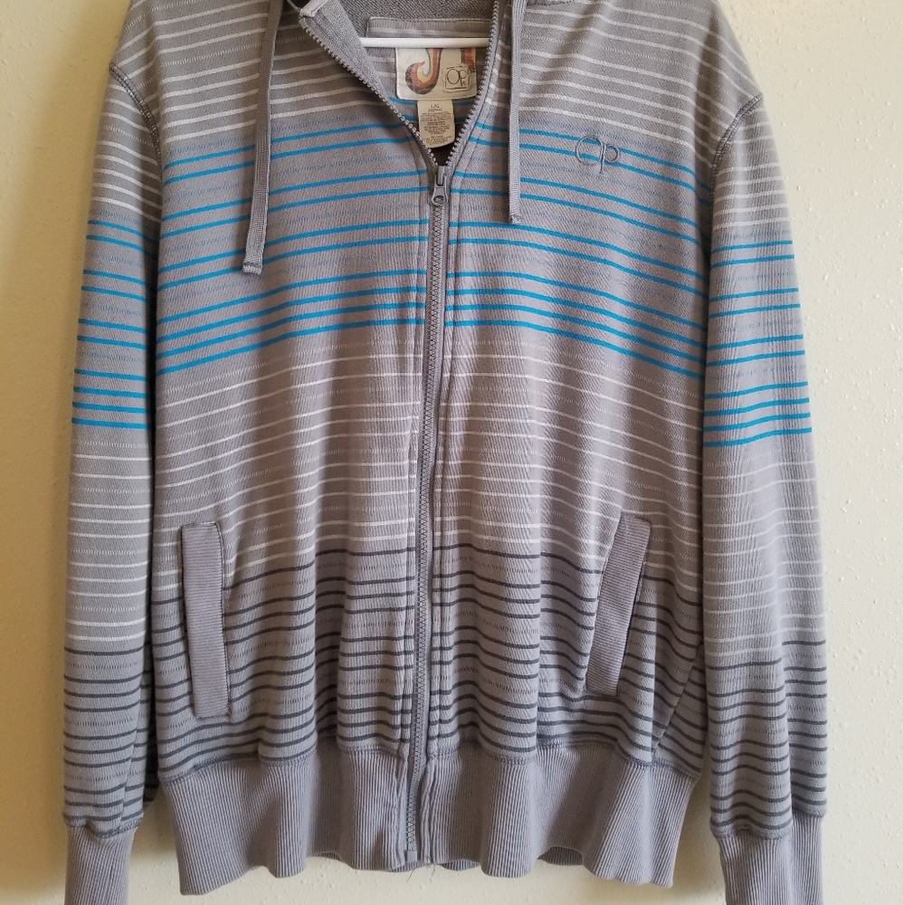 OP striped zip up hoodie
